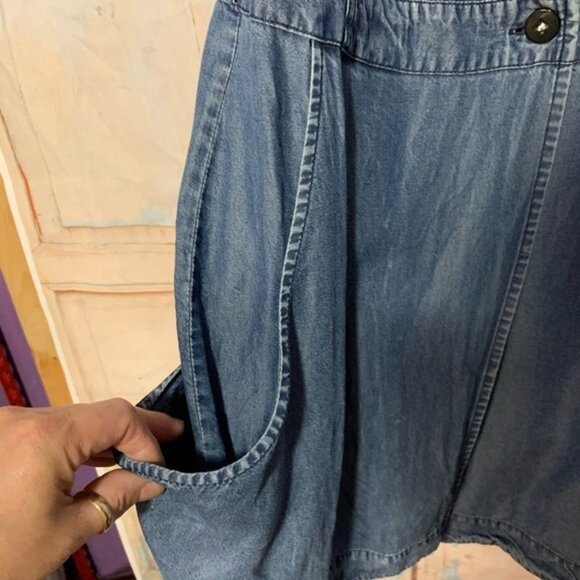 H&M Soft Denim Tank Romper Short Dress With Ruffle Detail & Pockets Size 6 US - Picture 3 of 6